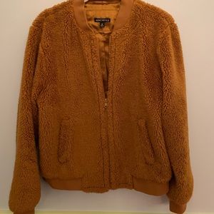 J. Crew Factory Sherpa bomber jacket in Gold